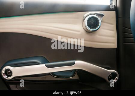 Interior of a BYD Yuan Plus as pictured on a test drive in Shanghai, China. Stock Photo