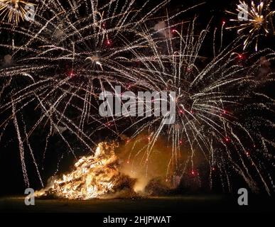 Fireworks on Bonfire Night. Norfolk, UK Stock Photo