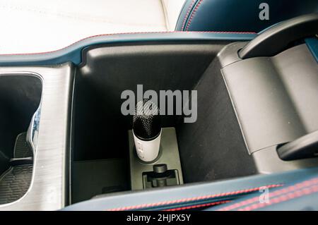 Interior of a BYD Yuan Plus as pictured on a test drive in Shanghai, China. Stock Photo