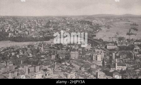 Stamboul and Galata divided by the golden horn. and the distant waters of the Bosporus. Turkey. Constantinople Istanbul (1923) Stock Photo