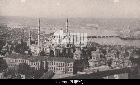 Beauteous mosque of Solyman the great, near the Golden horn. Turkey. Constantinople Istanbul (1923) Stock Photo