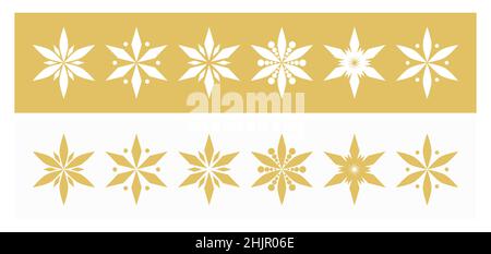 Snowflake shapes gold icons set. Vector illustration. Stock Vector