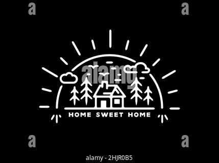 Home sweet home line art illustration design Stock Vector