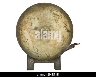 Authentic vintage weathered boxing bell isolated on a white background Stock Photo