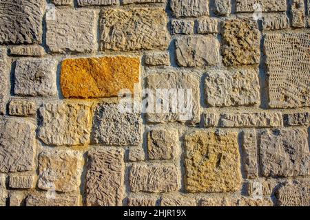 Detail from the stone wall fence Stock Photo
