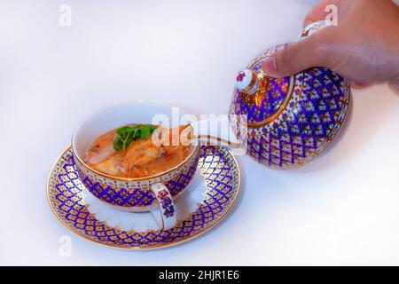 Thai food Tom Yum Kung, Thai food style Seafood Hot Pot. Traditional Thai style food. Stock Photo