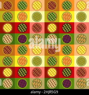 Seamless repeating pattern. Canned food pop art style. Stock Vector