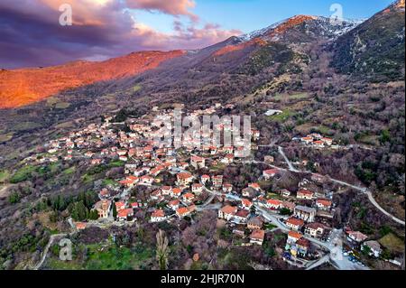 Ambelakia village Kissavos mountain, Tempe (or 'Tempi') municipality, Larissa, Thessaly, Greece. Stock Photo