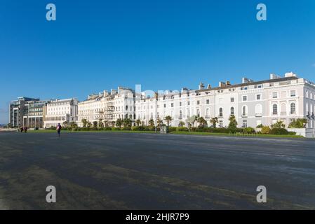 Houses in Elliot Terrace, Hoe Promenade, Plymouth, Devon, UK Stock Photo