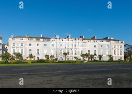 Houses in Elliot Terrace, Hoe Promenade, Plymouth, Devon, UK Stock Photo