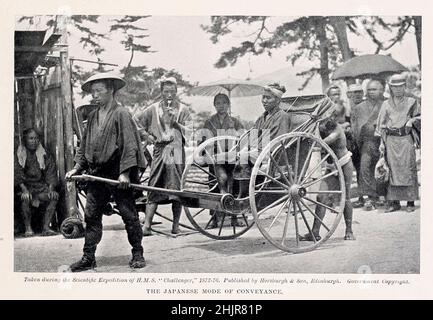 Japanese Mode of conveyance from the book '  The living races of mankind ' Vol 1 by Henry Neville Hutchinson,, editors John Walter Gregory, and Richard Lydekker, Publisher: London,  Hutchinson & co 1901 Stock Photo