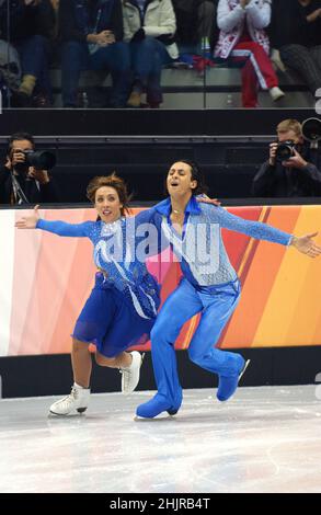 Turin Italy 2006-02-20:  Turin 2006 Olympic Winter Games, Palavela ice rink,figure skating competition for couples, Federica Faiella and Massimo Scali during the competition Stock Photo