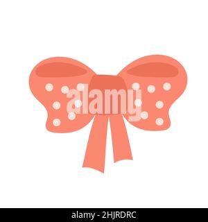 Red bow. Doodle vector illustration. Simple hand drawn icon on white for design Stock Vector