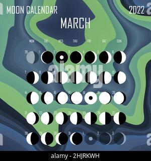 Moon Calendar March 2022 March 2022 Moon Calendar. Astrological Calendar Design. Planner. Place For  Stickers. Month Cycle Planner Mockup. Isolated Black And White Background  Stock Vector Image & Art - Alamy