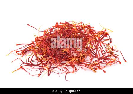 Saffron stigmas group isolated on white background Stock Photo