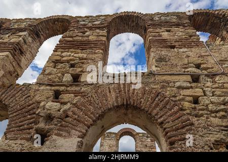 Ruins of Church of Saint Sofia also called Old Bishopric in Nesebar resort on the Black Sea coast, located in Burgas Province, Bulgaria Stock Photo