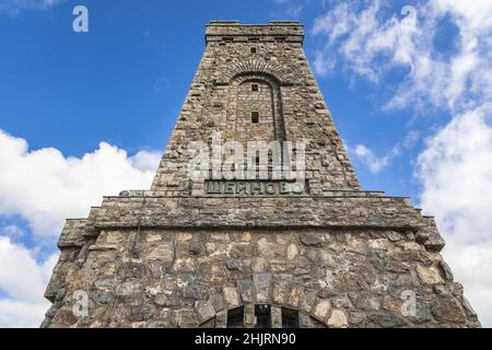 Monument of Freedom dedicated to Battle of Shipka Pass on Stoletov peak on Shipka Pass in Balkan Mountains range, Bulgaria Stock Photo