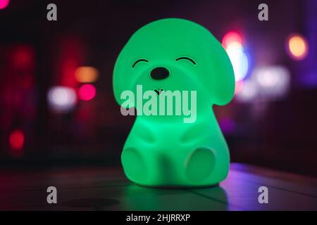 Doggy shaped LED light on a table Stock Photo