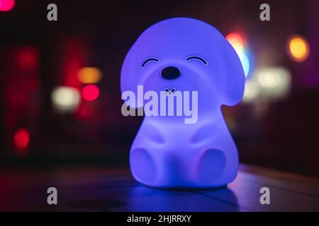 Doggy shaped LED light on a table Stock Photo