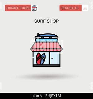 Surf shop Simple vector icon. Stock Vector
