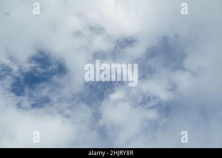panorama of blue sky background with tiny clouds Stock Photo