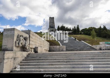 Monument of Freedom dedicated to Battle of Shipka Pass on Stoletov peak on Shipka Pass in Balkan Mountains range, Bulgaria Stock Photo