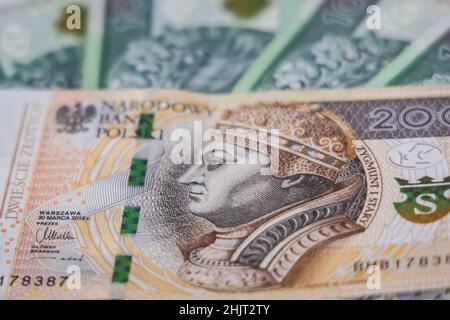 Close up on banknotes of polish zloty Stock Photo