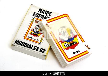 vintage object, playing cards, world cup 82, soccer, cards, promotional, world Stock Photo