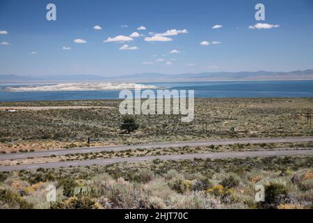 The beauty of Mono lake from the mountain view point above it in California