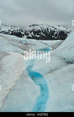 Surface of Mendenhall glacier in Juneau icefield, Alaska, USA Stock Photo