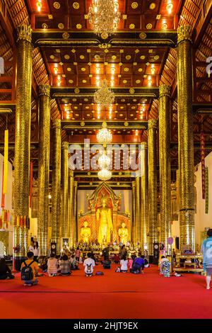 Chiang Mai, Thailand - march 5 2018: inside City Pillar Shrine or San Lak Muang temple Stock Photo