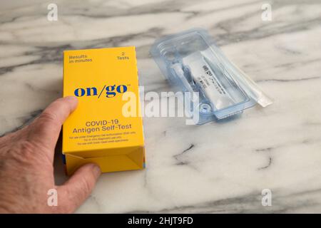 home covid on/go 19 Antigen Self test in Orange County,California, USA Stock Photo