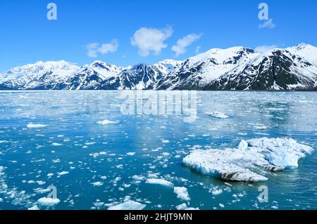 Wrangell–St. Elias National Park and Preserve Ice floating around Hubbard glacier, Alaska Stock Photo