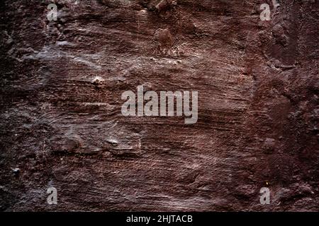 Background from old grungy uneven wall painted brown, copy space, space for text Stock Photo