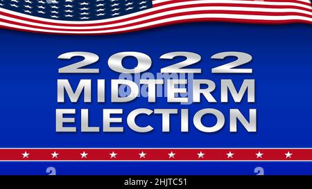 2022 Midterm Election with USA flag and stars - Illustration Stock Photo