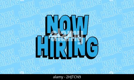 Now Hiring bold design in blue - Vector Illustration Stock Vector