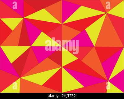 Vector graphics showing a multicolored texture resulting from scaling, rotating, coloring triangles. Stock Vector