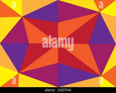 Vector graphics showing a multicolored texture resulting from scaling, rotating, coloring triangles. Stock Vector