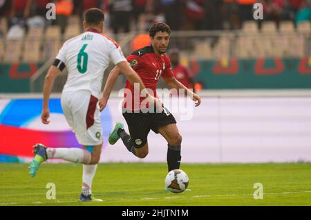 Yaounde, Cameroon, January, 30, 2022: Omar Marmoush of Egypt during Morocco versus Egypt- Africa Cup of Nations at Ahmadou Ahidjo stadium. Kim Price/CSM. Stock Photo