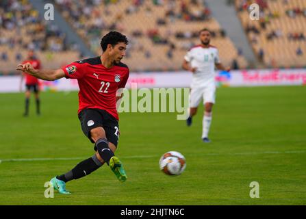 Yaounde, Cameroon, January, 30, 2022: Omar Marmoush of Egypt during Morocco versus Egypt- Africa Cup of Nations at Ahmadou Ahidjo stadium. Kim Price/CSM. Stock Photo