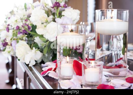 Purple Takasago flowers and goods Stock Photo