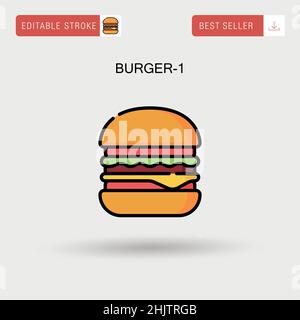 The hamburger is drawn with one continuous line isolated on a white ...