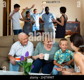 Happy large family party Stock Photo