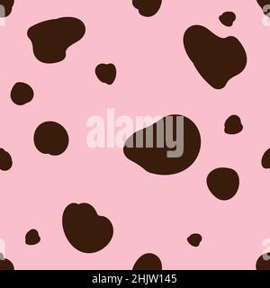 Brown drawn irregular dots on pink backdrop Stock Vector
