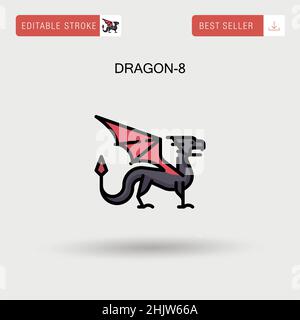 Dragon-8 Simple vector icon. Stock Vector