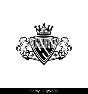 AB Monogram logo letter with Simple shield crown style design. Luxurious monogram, lion luxury logo, Stock Vector
