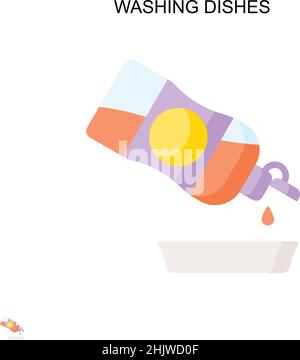 Washing dishes Simple vector icon. Illustration symbol design template for web mobile UI element. Stock Vector