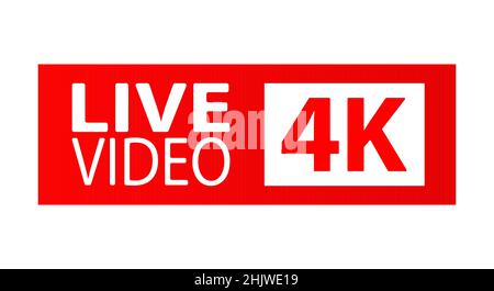 LIVE VIDEOS 4K. A button, icon, or sign for a website, application, and creative design. Flat style. Stock Vector