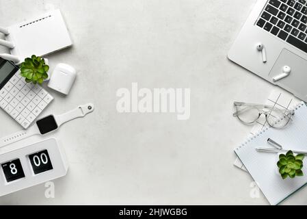 Different gadgets on light background Stock Photo