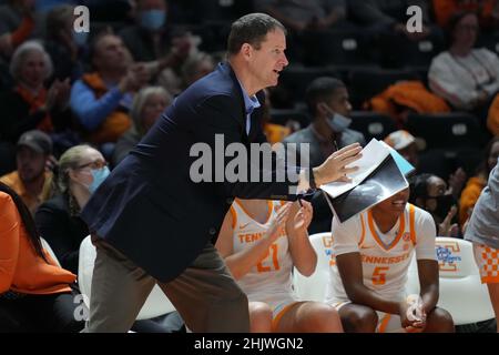 January 31, 2022: assistant coach Jon Harper of the Tennessee Lady Vols during the NCAA basketball game between the University of Tennessee Lady Volunteers and the University of Arkansas Razorbacks at Thompson Boling Arena in Knoxville TN Tim Gangloff/CSM Stock Photo